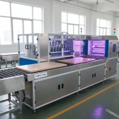 목재 복합 패널의 친환경 마감을 위한 소형 UV LED 전사 코팅 라인
