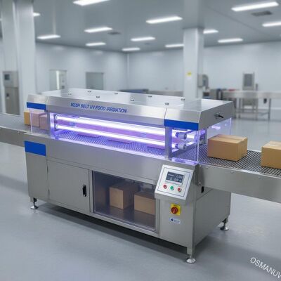 패키지 보드 통을 위한 메시 벨트 UV 식품 방사선 처리 기계 2KW