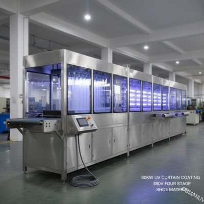 슈즈 소재를 위해 알리는 60KW Uv 커튼 코팅 기계 380V 4개 단계